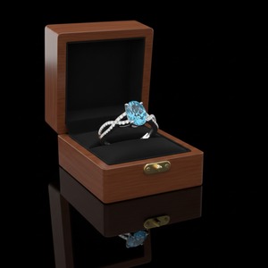 Anillo de Compromiso con Engaste de Canal, Corte Ovalado, Topacio Azul, Certificado por Terceros, Unisex, Aniversario de Bodas, Minimalista, 925 - Product Image 5