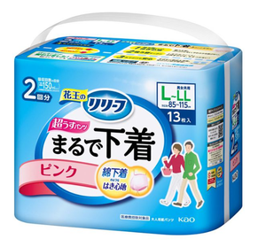 Ropa interior de algodón ultrafino Kao Relief, pañal para adultos, protector contra fugas, absorbe 2 fugas, talla L XL, 13 piezas, 4 paquetes, venta al por mayor, Japón - Product Image 1