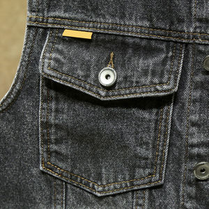 Service OEM Nouveau Design Gilet en Denim avec Lavage Vintage Bouton en Corne Avant Décontracté Automne pour Hommes Tenues Élégantes - Product Image 3