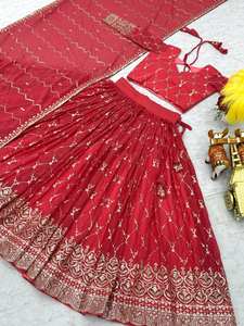 ชุดงานแต่งออกแบบสำหรับงานแต่งงาน lehenga choli และ dupatta พร้อมงานปักลำดับ - Product Image 2