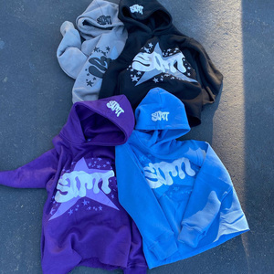 Sweat à capuche vintage surdimensionné et court pour homme, personnalisé avec logo OEM, en tissu épais, respirant, idéal pour l'hiver, style streetwear, avec ourlet brut sans finition. - Product Image 2