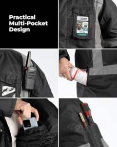 Chaqueta de Seguridad de Alta Visibilidad para Trabajadores Ambientales, Chaqueta de Seguridad Laboral para Hombre, Reflectante, de Poliéster, Impermeable, ANSI CLASE 2 EN - Product Image 3