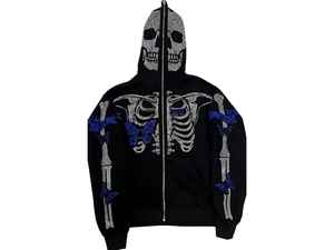 Rhinestone Style Hoodie Oversized Fashion Hooded Sweatshirt Custom Logo Streetwear Apparel with Beaded <b>Detail</b> Wholesale - Product Image 2