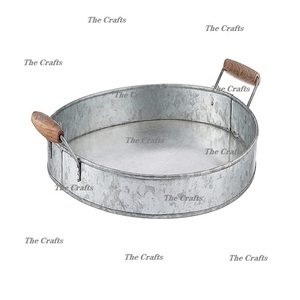 Plateau de service ovale pour aliments, très vendu, pour hôtellerie, plateau galvanisé pour chocolats et bonbons avec poignées en métal - Product Image 4