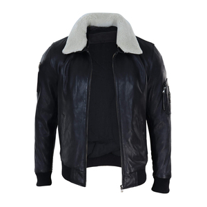 Chaqueta de invierno informal de alta calidad para hombre, piel sintética gruesa con cuello levantado, cierre de cremallera para motociclistas, venta al por mayor - Product Image 2