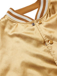 Veste universitaire en satin d'hiver décontractée avec décoration boutonnée sur le devant Hommes et unisexe Veste de baseball universitaire personnalisable - Product Image 3