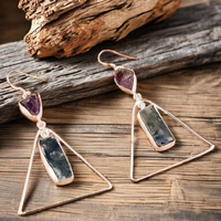 925 argent Sterling naturel améthyste bleu kyanite pierres précieuses boucles d'oreilles faites à la main forme Unique bijoux fins balancent de l'exportateur