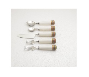 ชุดเครื่องใช้บนโต๊ะอาหารด้ามจับเรซินหินอ่อนสีน้ำตาลและสีขาวมาใหม่ชุดเครื่องใช้บนโต๊ะอาหารที่บ้านทำจากสแตนเลสเรซินด้ามจับหินอ่อนขายดี - Product Image 1