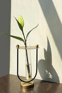 แจกันใส่หลอดทดลองแก้วและเหล็กสีทองพร้อมแจกันสั่งทำ - Product Image 3