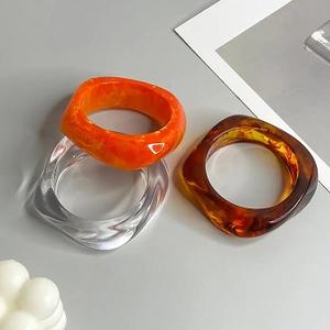 Casual Bohemian Wide Bracelet Bangle Irregular Geometric Shape <b>Resin</b> Jewelry Chunky Acrylic Bracelet for Woman - Product Image 5