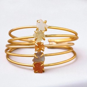 Brazalete de piedra natal de fluorita cruda-Brazalete de plata 925 sólida para mujer-Joyería de brazalete hecha a mano - Product Image 3