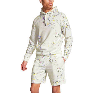 Chándal de lana transpirable de dos piezas personalizado para hombre para gimnasio y actividades al aire libre pantalones cortos para correr de otoño con técnicas impresas - Product Image 4