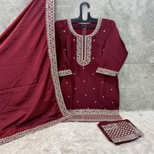 ชุดสلوارผ้าชีนอนเนื้อหนา งานปัก งานฝีมือ สำหรับผู้หญิง แฟชั่นใหม่ล่าสุด ผู้ผลิตขายส่งออนไลน์จากอินเดีย ราคาถูก - Product Image 1