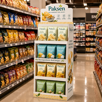 Étagère de présentation en carton ondulé pour les produits croustillants, stand promotionnel pour les aliments
