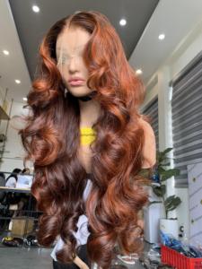 Pelucas de Cabello Humano Virgen de un Solo Donante Vietnamita, Color Naranja Piano, Ondulado - Product Image 3