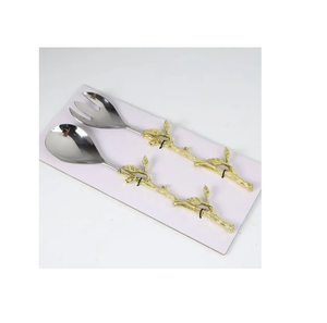 Ensemble de cuillères de service à salade en acier inoxydable pour artisanat en gros pour ustensiles de cuisine avec poignée en pierre - Product Image 5