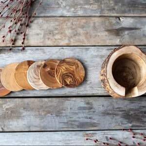 2025 vente chaude caboteur en bois d'acacia blanc hexagone rond carré personnalisation tasse caboteur sous-verres en bois et en marbre pour boissons - Product Image 1