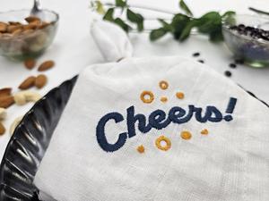 <b>Square</b> Linen Napkins Custom CHEERS Embroidery Hand Embroidery Soft Washed Pure Eco-Friendly Modern Table Decor for Dining Events - Product Image 4