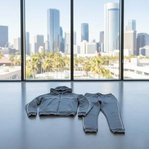 Custom <b>Men's</b> Slate <b>Grey</b> Tech Fleece Tracksuit Set 3M Reflective Piping Loose Cotton Blend Solid Printed Streetwear Hoodie - Product Image 6