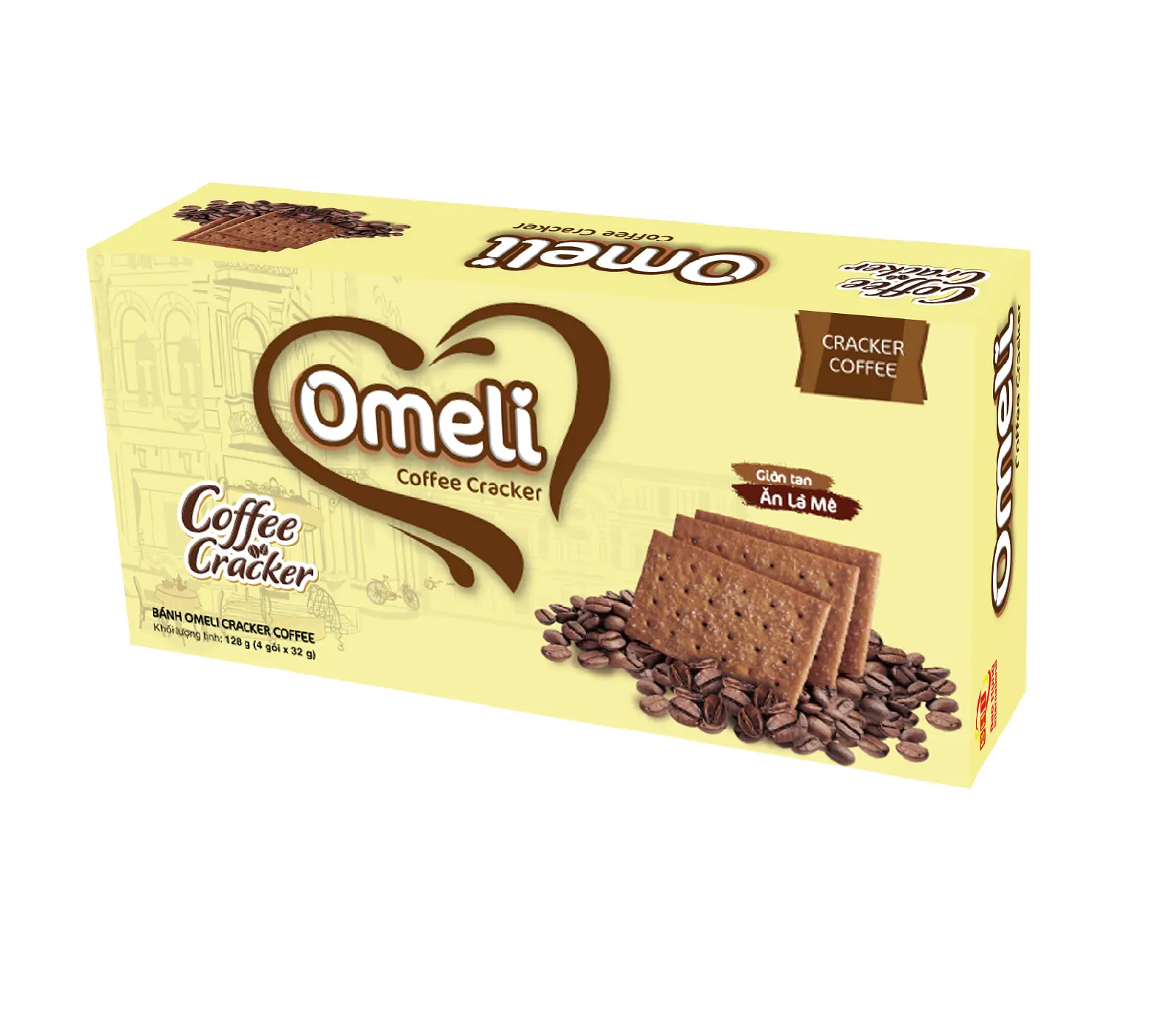 Best Quality New Product Brand Omeli Crispy Cracker Biscuits - Coffee Flavour 128g in Paper Box