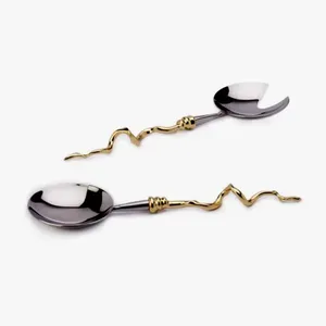 Juego de Cucharas Ecológicas con Diseño en Zig Zag en Acero Inoxidable con Acabado Pulido para Vajilla Elegante, Ideal para Regalos - Product Image 2