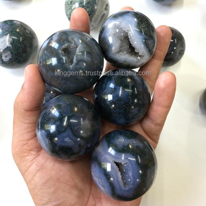 Sfera di agata di muschio di cristallo naturale più venduta all'ingrosso per la guarigione della meditazione e il prodotto di decorazioni per la casa a kinggems