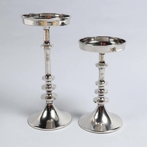 Soportes de vela de latón de gran venta para sala de estar, soporte de pilar de vela de aluminio niquelado de alta calidad para mesa - Product Image 2
