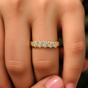 Bagues de Mariage en Or Massif 14K 18K avec Diamants de Laboratoire Taille Ronde Brillante, Clusters Ondulés, Couleurs DEF, Pureté VVS - Fabricant OEM en Gros - Product Image 2