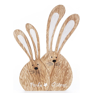 Vente en gros de 2 lapins de Pâques en bois naturel, belles figurines décoratives pour Pâques fabriquées à la main au Vietnam - Product Image 3