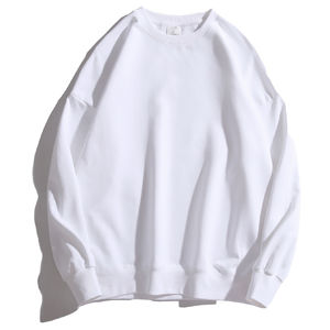 Acogedora sudadera de algodón de gran tamaño para invierno otoño ropa de todos los días bordado cuello redondo impresión Digital liso teñido sudadera en blanco - Product Image 5