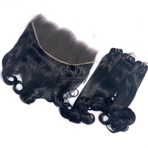 Paquetes de color de punta ondulada de cabello crudo de alta calidad con frontal y paquetes para hacer pelucas - Product Image 5