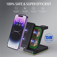 Station de charge sans fil pliable 3 en 1 à double bobine, chargeur rapide 15W, support de charge, station d'accueil pour iPhone, iWatch, AirPods, Samsung Watch