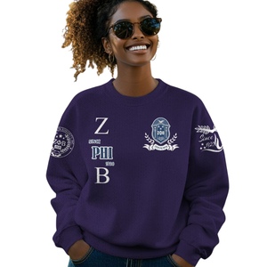 ZPhiB Knit Sorority Sweater Zeta Phi Beta 1920 Azul Blanco Greek Life Chenille Letters Divine Nine Premium Apparel - Product Image 5