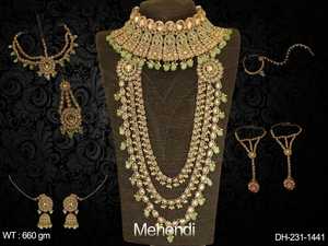 Antiguo 660gm Conjunto de joyería nupcial Diseño tradicional Collar Pendientes para bodas Ceremonias Ocasiones especiales - Product Image 4