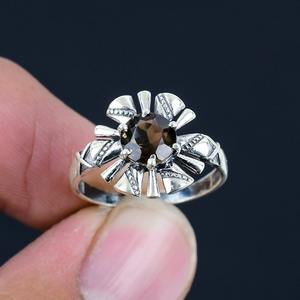 Estilo bohemio Plata de Ley 925, anillo de piedras preciosas de topacio ahumado, joyería hecha a mano, anillo de plata, joyería para mujer, regalo de boda para ella - Product Image 3