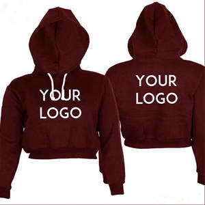 Mode Solide Blanc À Capuche Crop Top Hoodies 100% Coton Tissu À Manches Longues Polaire Crop Hoodies Avec Marque Privée - Product Image 3