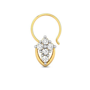 Broche de nez en grappe de diamants en or jaune 14 carats diamants cultivés en laboratoire beaux bijoux de conception indienne - Product Image 1