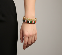 Brazalete de Resina Hecho a Mano para Mujer - Brazalete con Patrón de Rayas Multicolores y Mármol |   Joyería de Moda Ligera - OEM y ODM