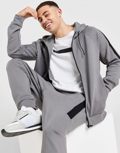 Conjunto Deportivo de Gimnasio con Diseño de Rayas para la Temporada de Invierno, Sudadera con Capucha y Cremallera con Diseño de Parches y Pantalones Deportivos para Hombre - Product Image 5