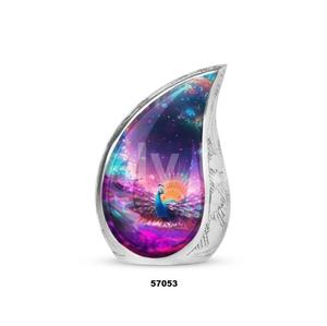 Hot Selling Aluminium Tear Drop Peacock Theme Cremation Adult Urn for Human Ashes Decorative Keepsake Urn With Free <b>Velvet</b> <b>Bag</b> - Product Image 6