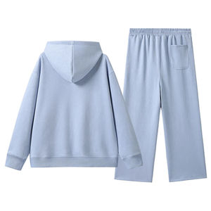 Survêtement unisexe personnalisé en molleton respirant 100% coton de couleur unie 2 pièces pour l'hiver avec impression numérique - Product Image 2