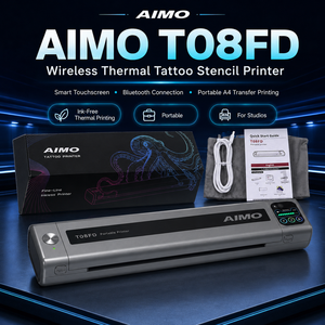 Imprimante thermique professionnelle AIMO T08FD pour pochoirs de <span class=keywords><strong>tatouage</strong></span>, machine de transfert de <span class=keywords><strong>tatouage</strong></span> portable sans fil Bluetooth en stock pour les studios - Product Image 2