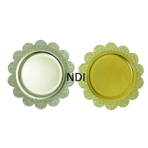 จานเสิร์ฟอาหารตกแต่งโต๊ะโรงแรมปาร์ตี้งานแต่งงานหรูหราชุบทอง - Product Image 6