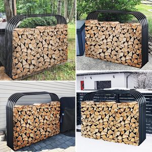 Corrugated Galvanized Steel Heavy Duty Indoor/Outdoor Firewood Racks Steel Firewood Storage <b>Log</b> Rack <b>Holder</b> Campfire Home Garden - Product Image 2