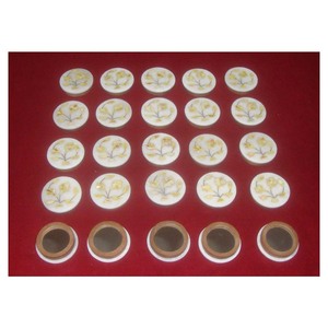 Miroirs en marbre blanc incrustés faits à la main de forme ronde de la plus belle couleur jaune de la meilleure qualité - Product Image 1