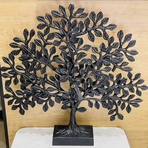 Sculpture décorative avec finition noire Design d'arbre avec base rectangulaire Décoration de la maison Sculpture de table Abstrait moderne - Product Image 1