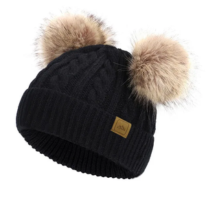 Gorro de invierno para bebé, Gorro con pompón bonito, otoño e invierno cálido para gorro de punto, gorro de punto para niños y niñas, gorro elástico de Bola de Pelo sólido para niños - Product Image 4