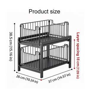 Under <b>Sink</b> Pull Out <b>Storage</b> Rack 2 Tier Slide Out Metal Cabinet Organizer for <b>Kitchen</b> Bathroom - Product Image 4