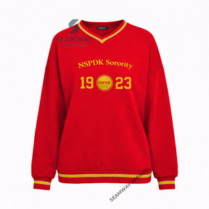 Sweat-shirt décontracté en coton pour femme NSPDK Sorority, pull à col rond, style universitaire, surdimensionné, brodé, coupe moderne - Product Image 1