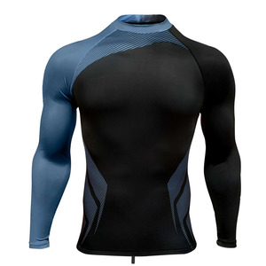 Alta calidad 100% poliéster ropa deportiva sublimación personalizada impresa manga larga MMA BJJ Rashguard secado rápido UPF 50 + compresión - Product Image 1